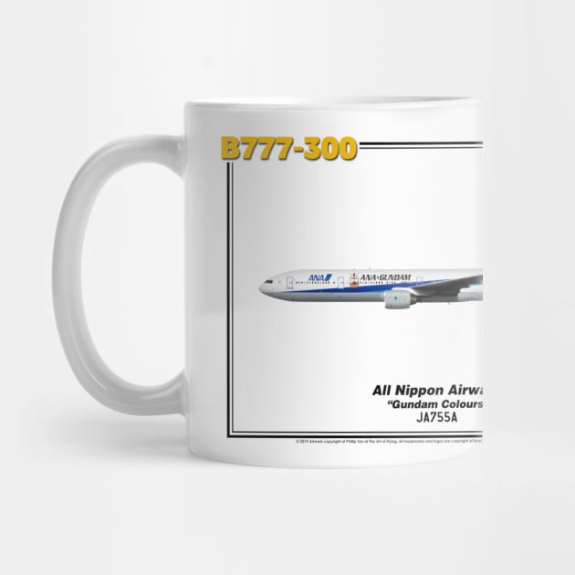 Boeing B777-300 - All Nippon Airways "Gundam Colours" (Art Print) by TheArtofFlying